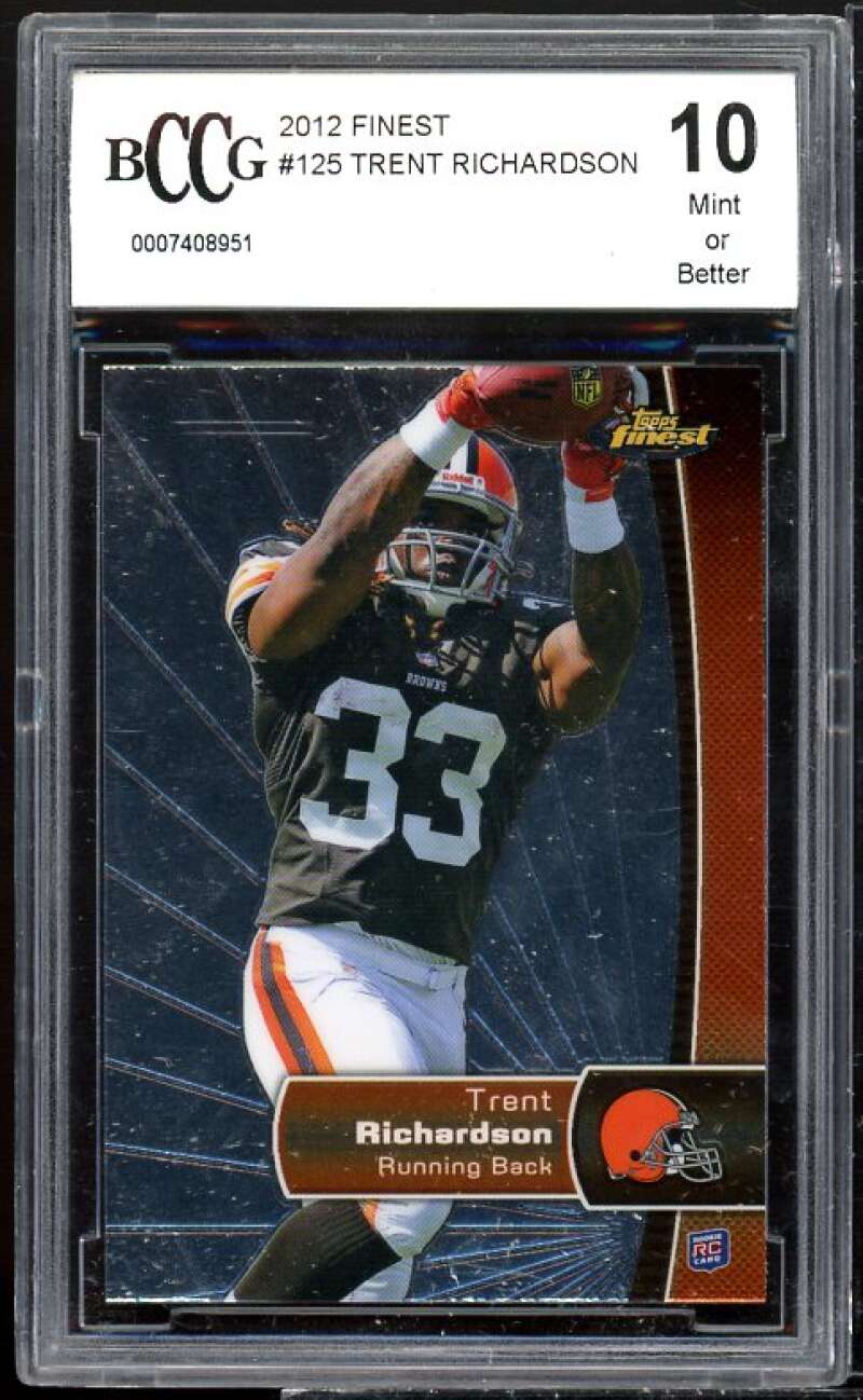 Trent Richardson Rookie Card 2012 Finest #125 BGS BCCG 10 Image 1