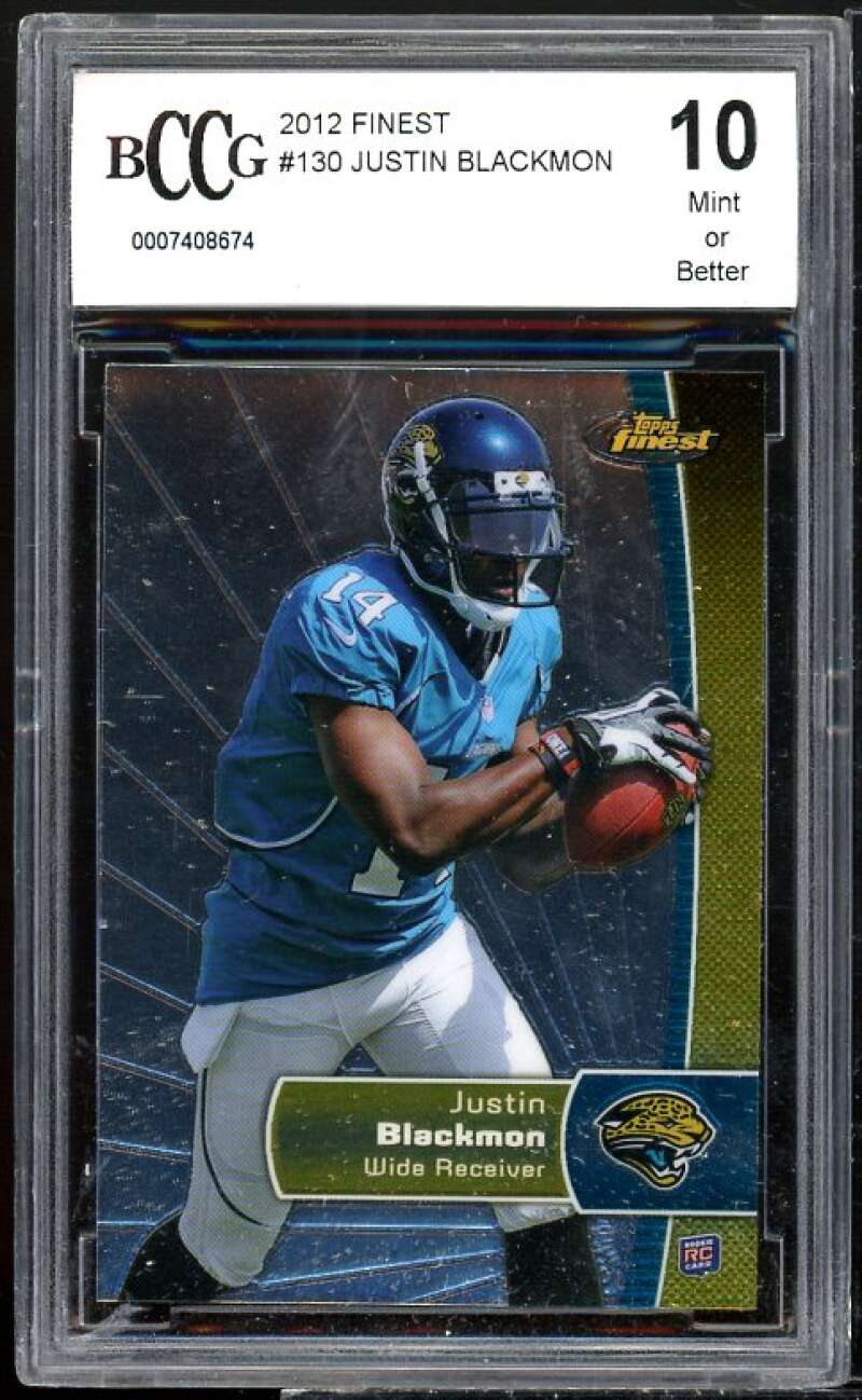 Justin Blackmon Rookie Card 2012 Finest #130 BGS BCCG 10 Image 1