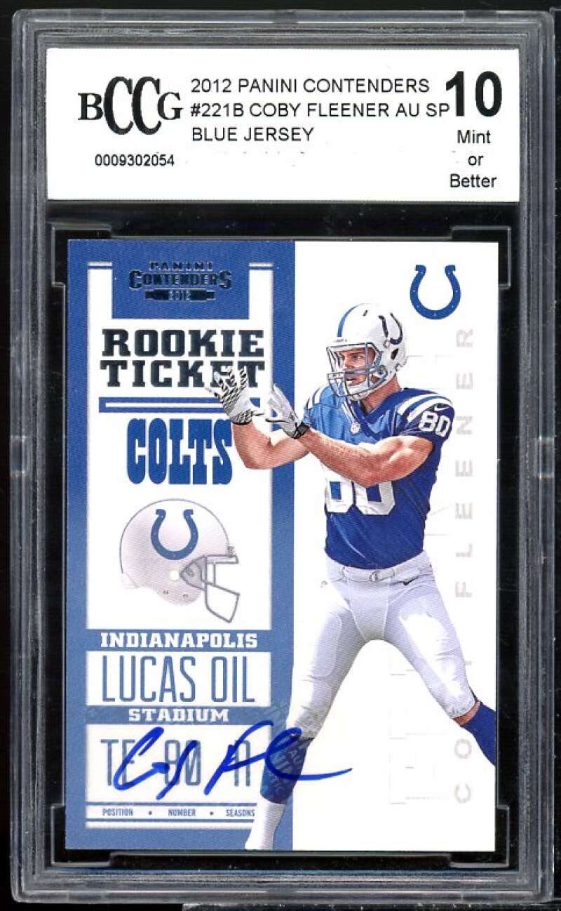 Coby Fleener Rookie 2012 Panini Contenders Rookie Ticket Auto #221 BGS BCCG 10 Image 1