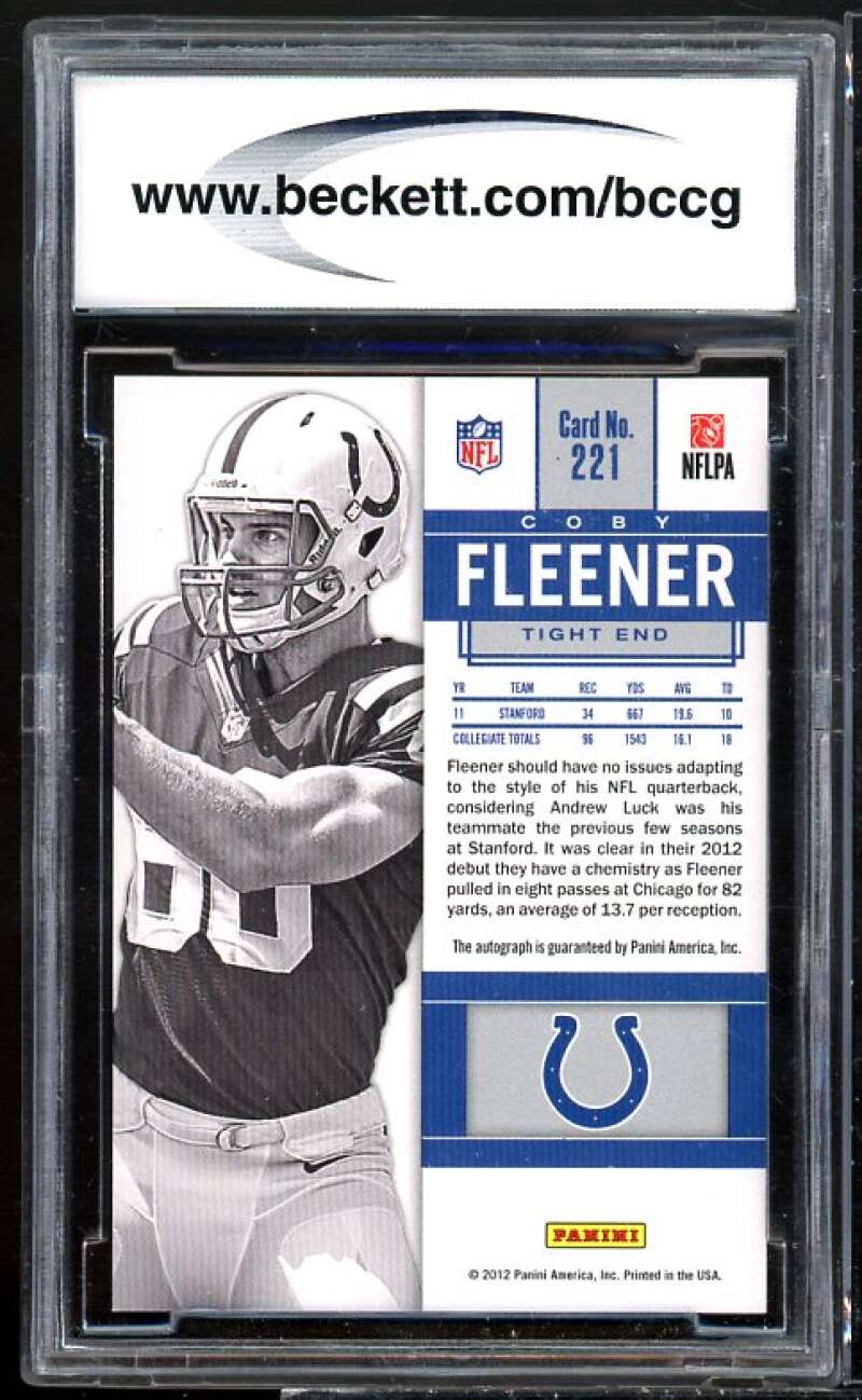 Coby Fleener Rookie 2012 Panini Contenders Rookie Ticket Auto #221 BGS BCCG 10 Image 2