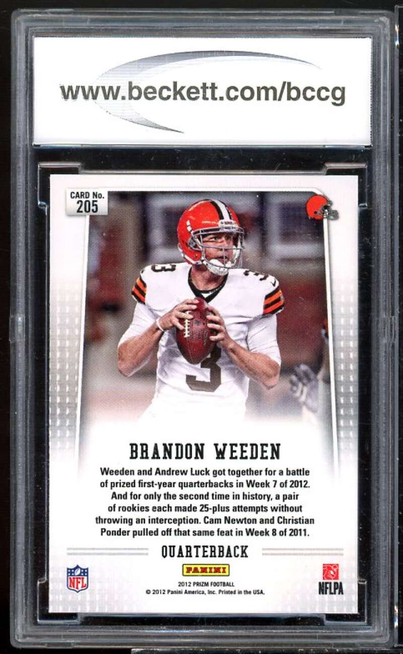 Brandon Weeden Rookie Card 2012 Panini Prizm #205 BGS BCCG 10 Image 2