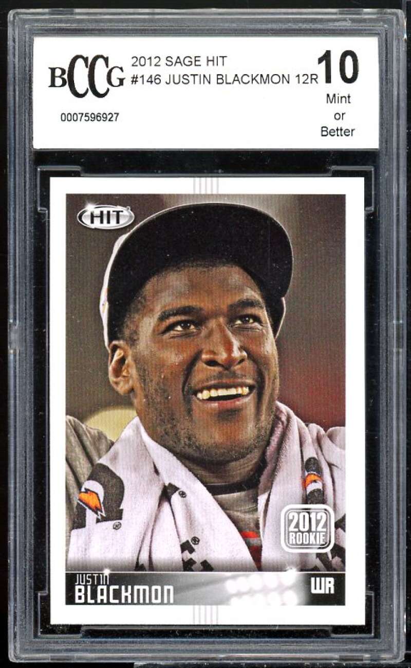 Justin Blackmon Rookie Card 2012 Sage Hit #146 BGS BCCG 10 Image 1