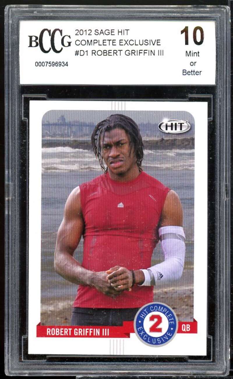 Robert Griffin Rookie Card 2012 Sage Hit Complete Exclusives #D1 BGS BCCG 10 Image 1