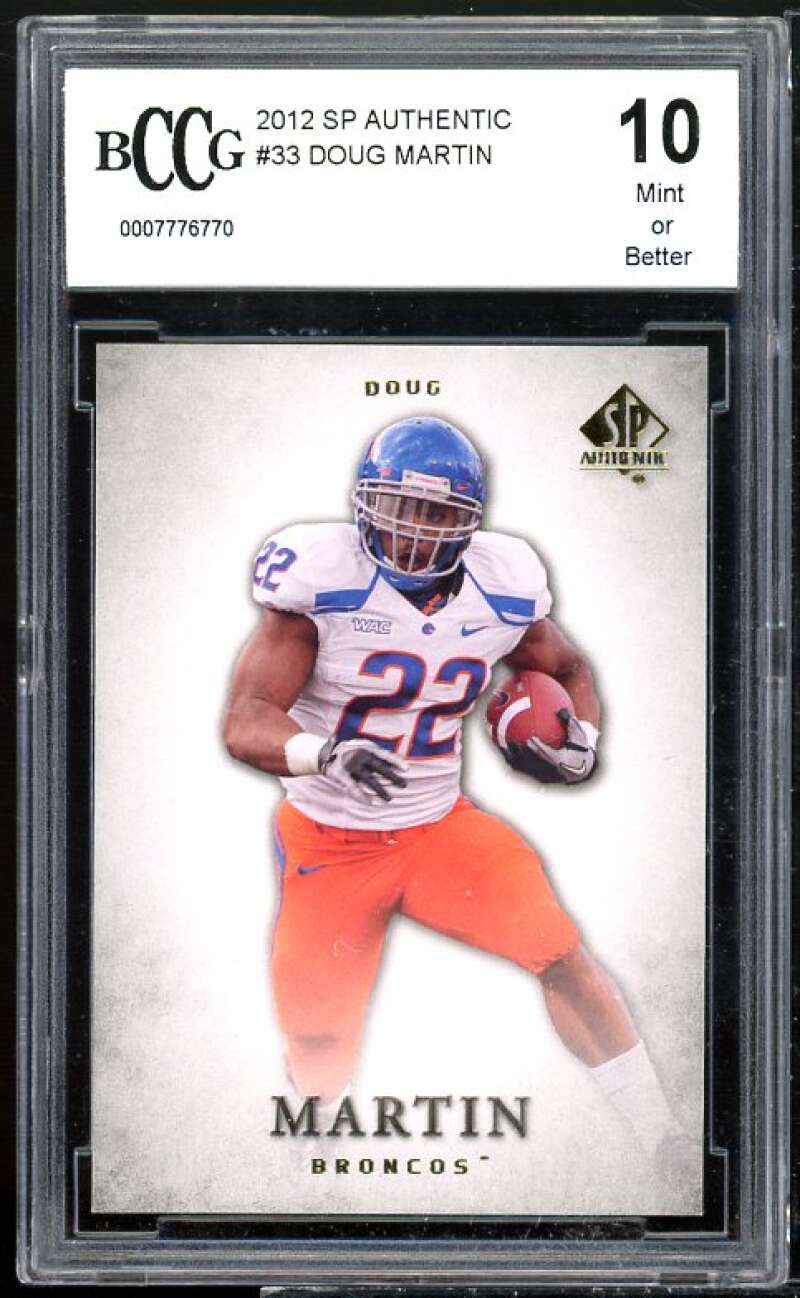 Doug Martin Rookie Card 2012 SP Authentic #33 BGS BCCG 10 Image 1