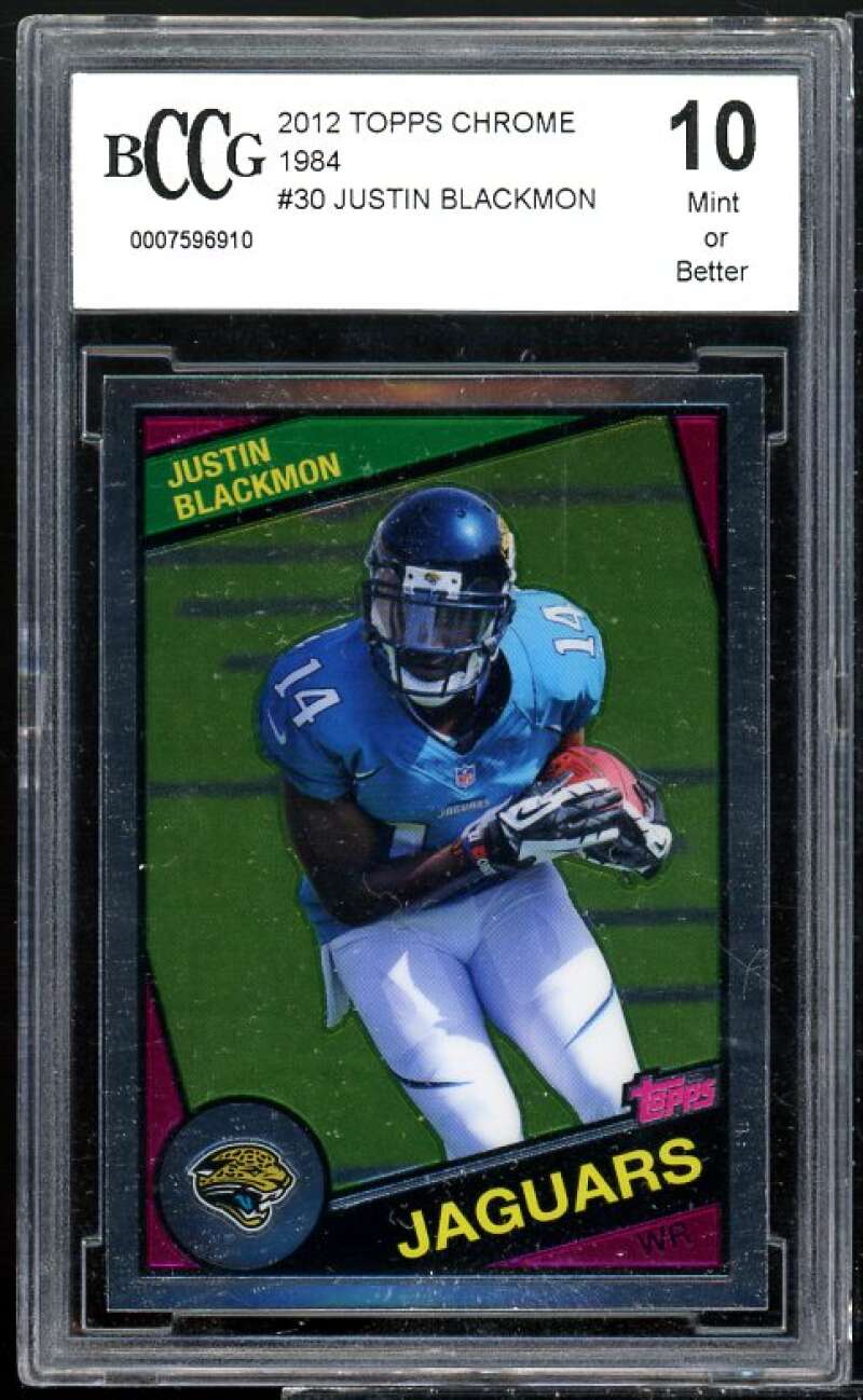 Justin Blackmon Rookie Card 2012 Topps Chrome 1984 BGS BCCG 10 Image 1