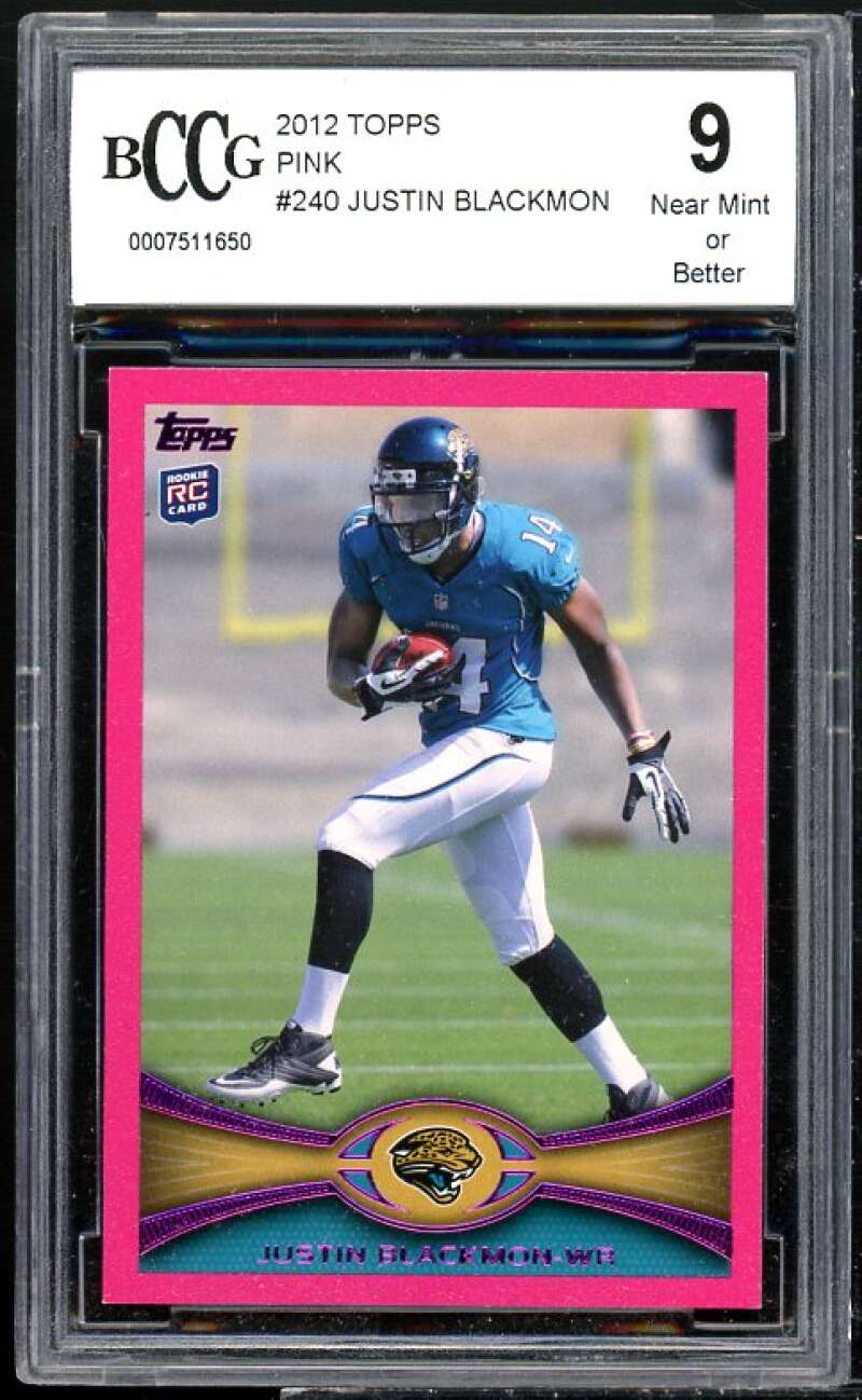 Justin Blackmon Rookie Card 2012 Topps Pink #240 BGS BCCG 9 Image 1