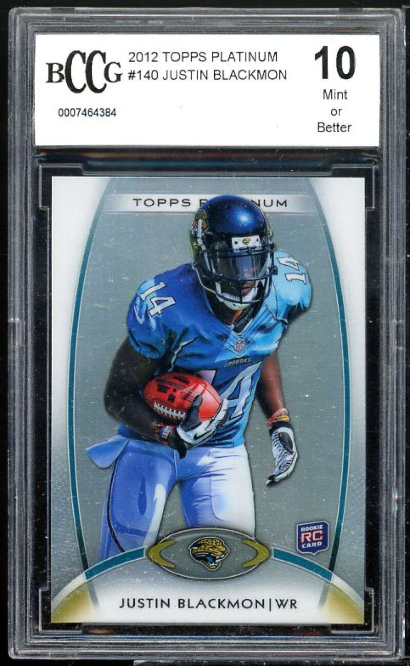 Justin Blackmon Rookie Card 2012 Topps Platinum #140 BGS BCCG 10 Image 1