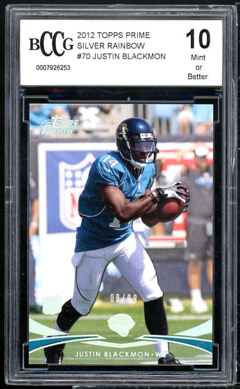 Justin Blackmon Rookie Card 2012 Topps Prime Silver Rainbow #70 BGS BCCG 10 Image 1