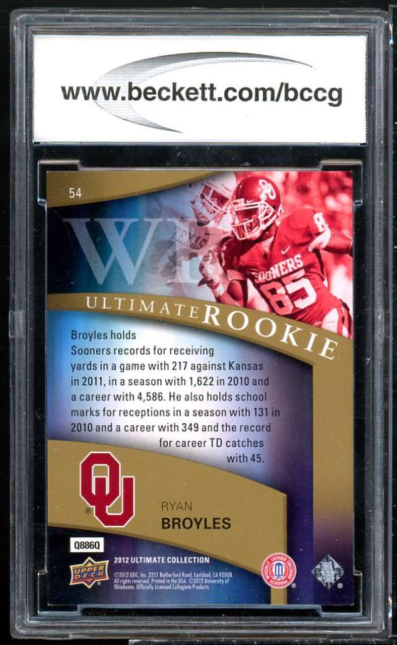 Ryan Broyles Rookie Card 2012 Ultimate Collection #54 BGS BCCG 10 Image 2