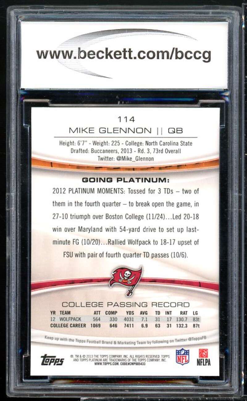 Mike Glennon Rookie Card 2013 Topps Platinum Xfractors #114 BGS BCCG 10 Image 2