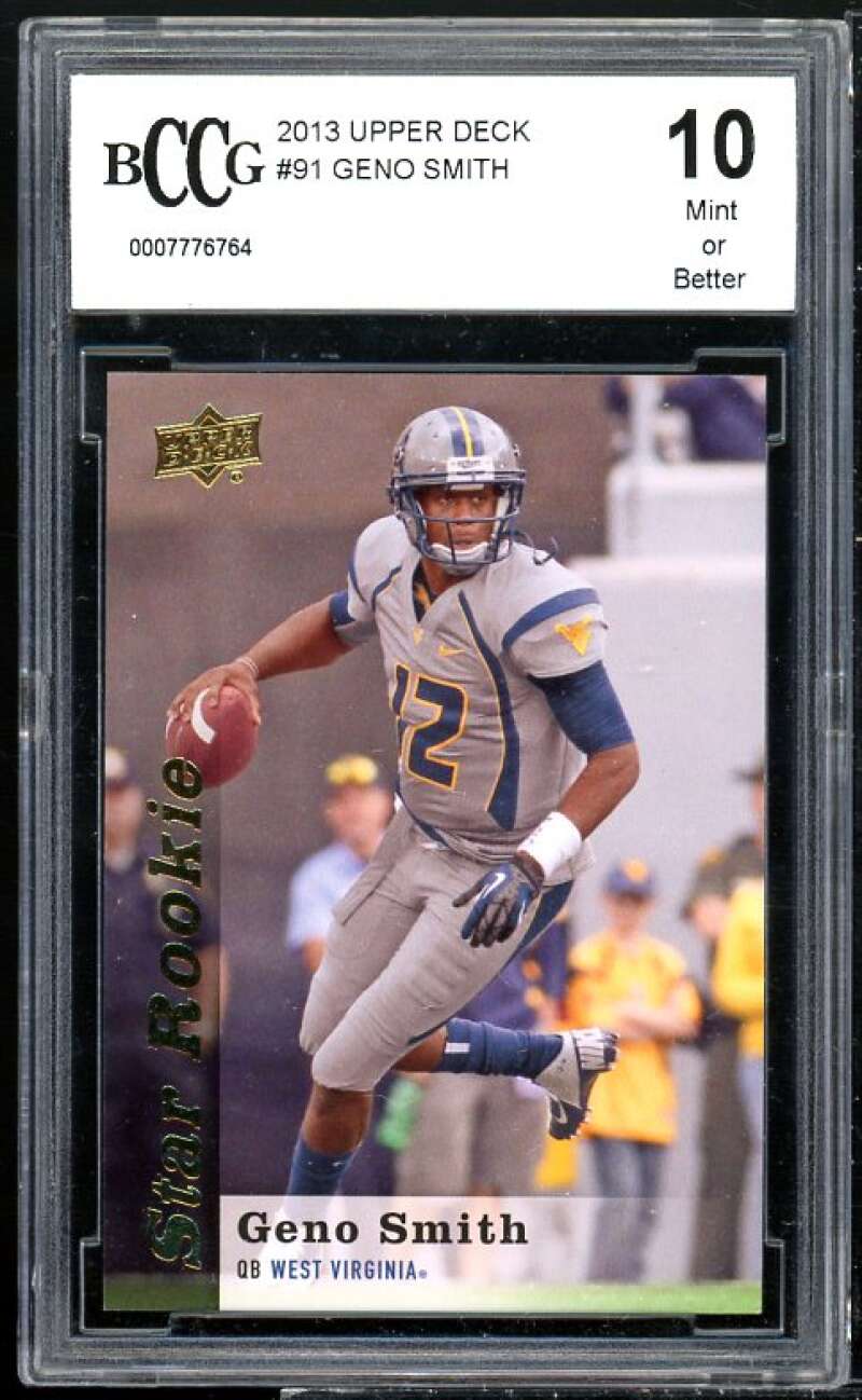 Geno Smith Rookie Card 2013 Upper Deck #91 BGS BCCG 10 Image 1