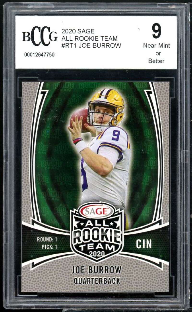 Joe Burrow Rookie Card 2020 Sage All Rookie Team #rt1 BGS BCCG 9 Image 1