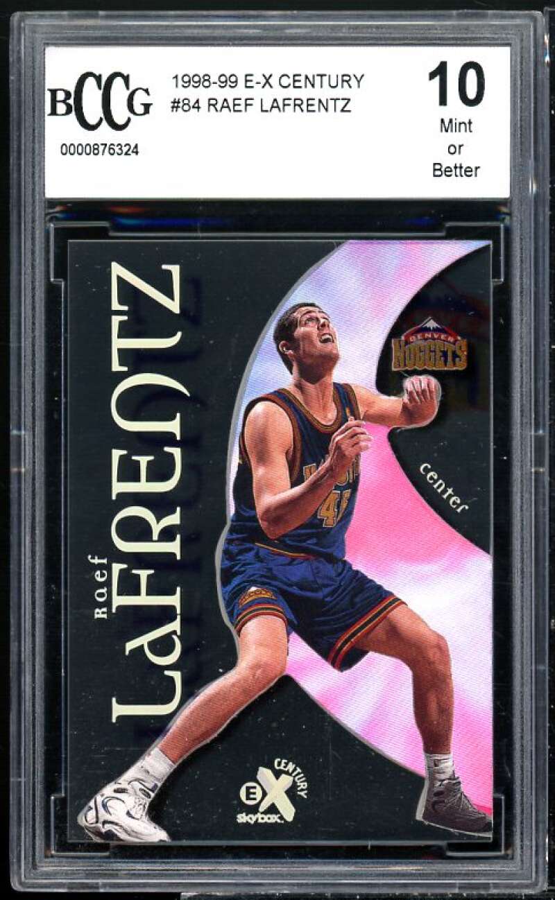 Raef LaFrentz Rookie Card 1998-99 E-X Century #84 BGS BCCG 10 Image 1