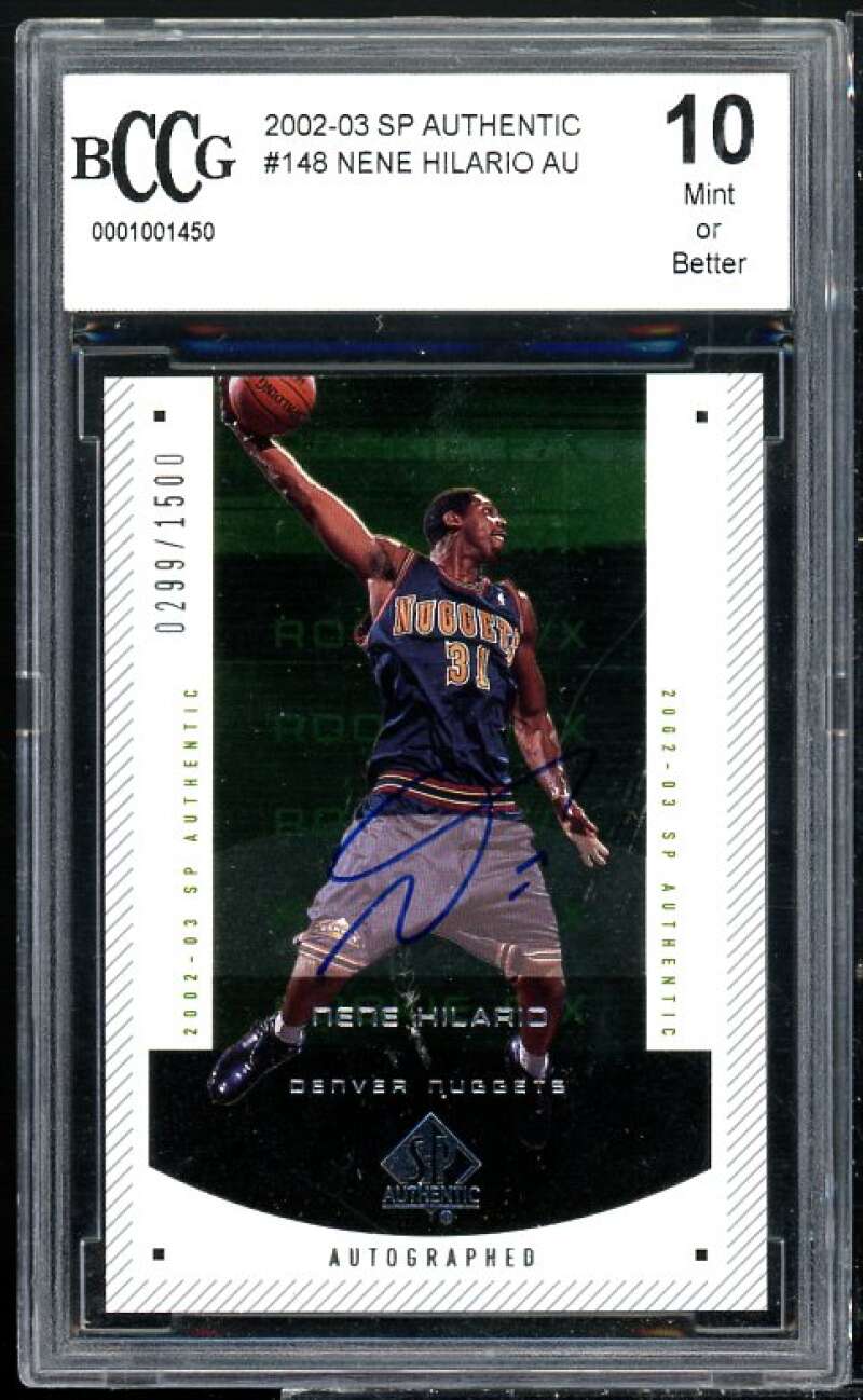 Nene Hilario Rookie Card 2002-03 SP Authentic Auto #148 BGS BCCG 10 Image 1