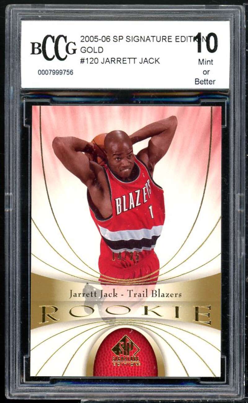 Jarrett Jack Rookie Card 2005-06 SP Signature Edition Gold #120 BGS BCCG 10 Image 1