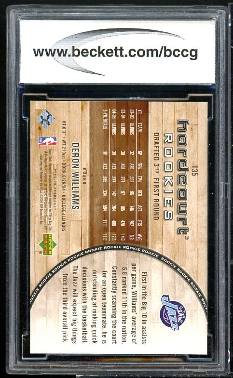 Deron Williams Rookie Card 2005-06 Upper Deck Hardcourt #135 BGS BCCG 10 Image 2