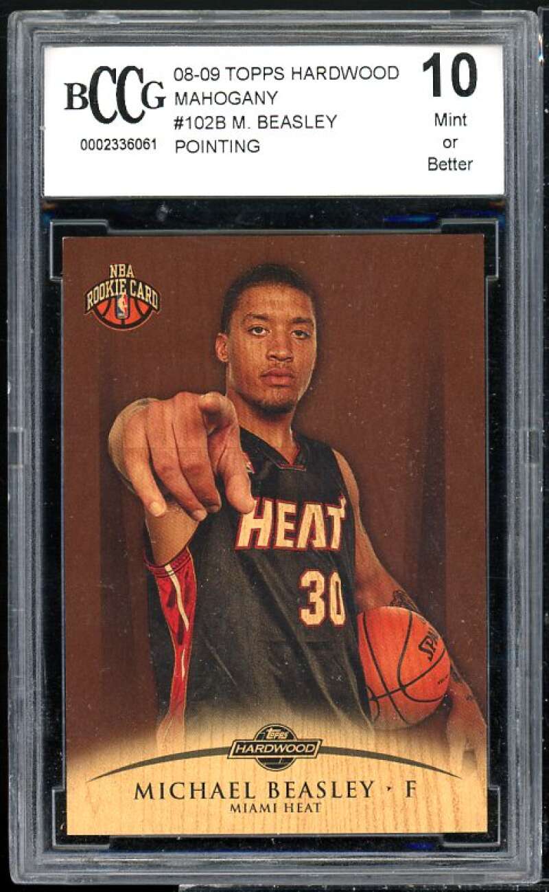 Michael Beasley Rookie Card 2008-09 Topps Hardwood Mahogany #102b BGS BCCG 10 Image 1