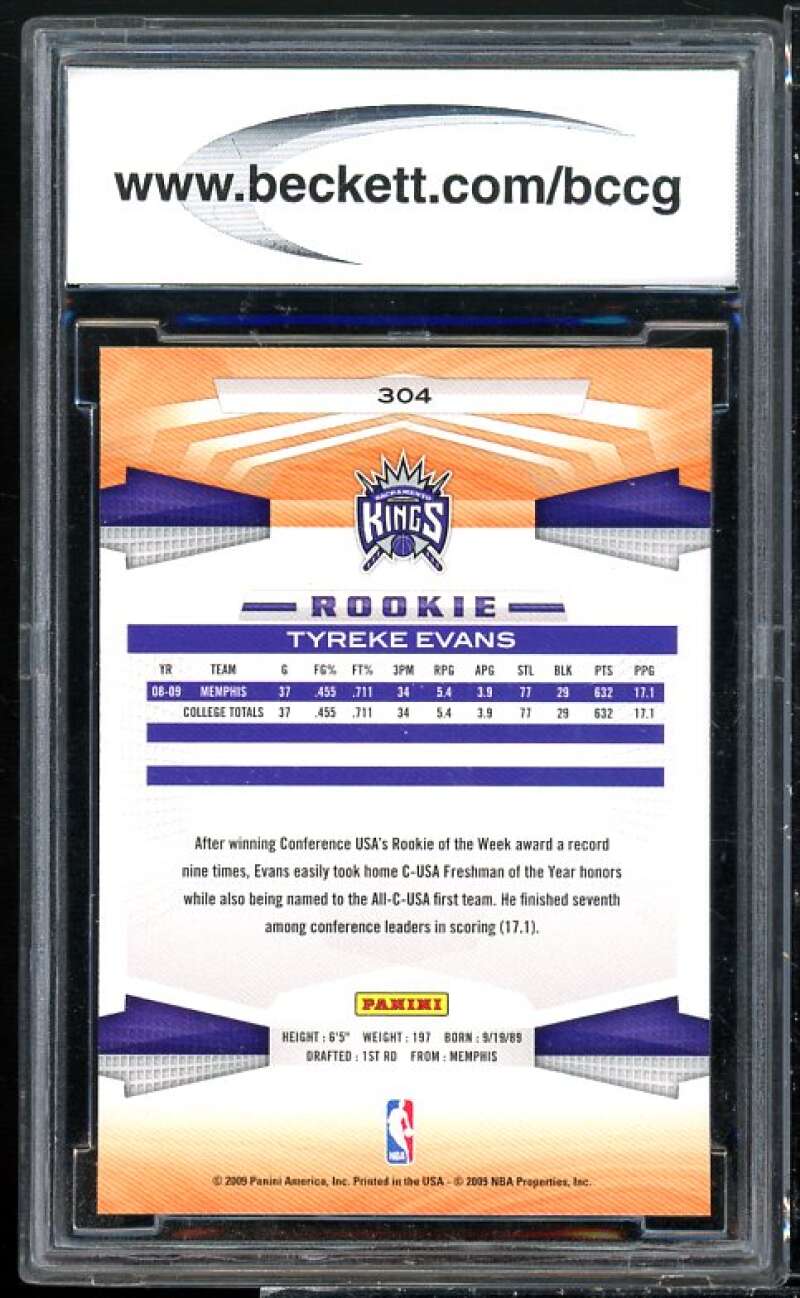 Tyreke Evans Rookie Card 2009-10 Panini #304 BGS BCCG 10 Image 2