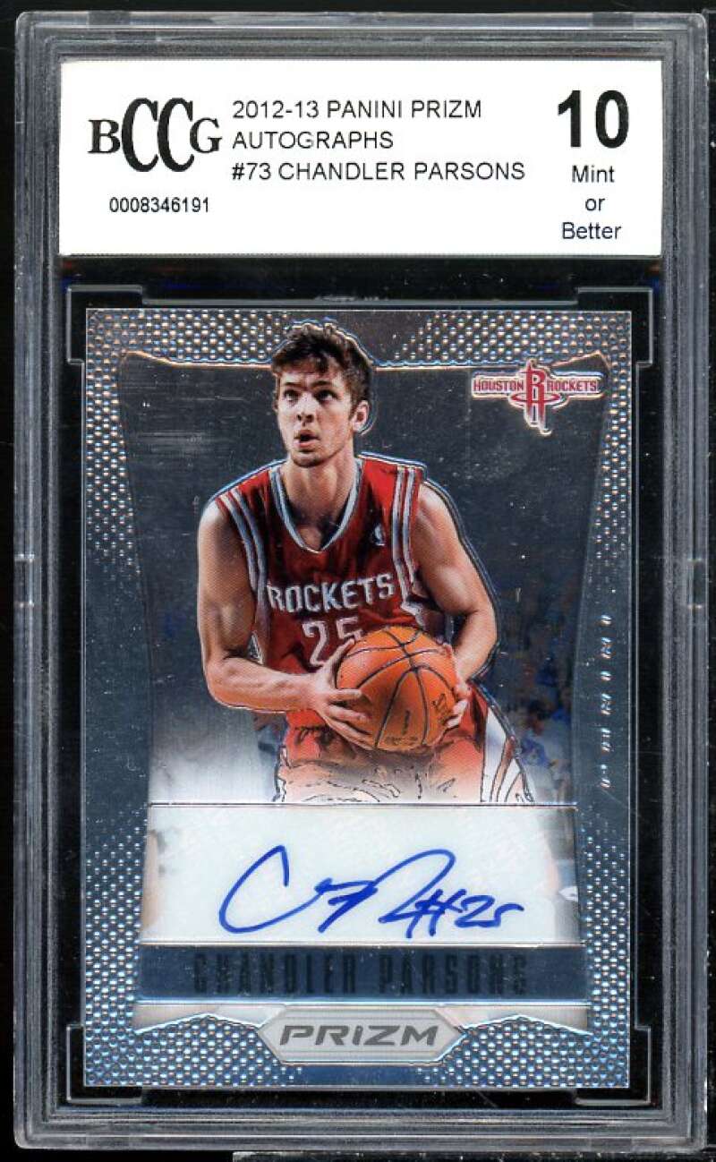 Chandler Parsons Rookie Card 2012-13 Panini Prizm Autographs #73 BGS BCCG 10 Image 1