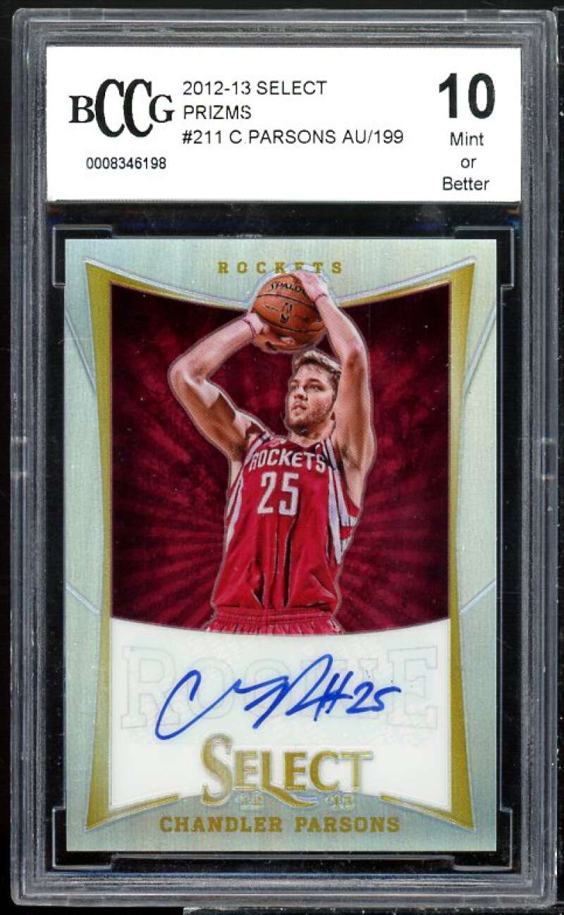 Chandler Parsons Rookie 2012-13 Panini Select Prizms Autograph #211 BGS BCCG 10 Image 1