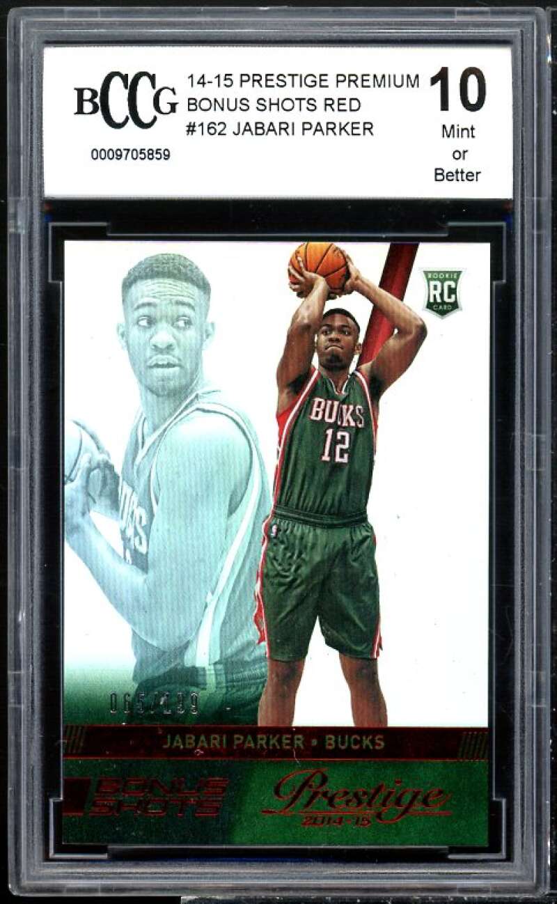 Jabari Parker Rookie 2014-15 Prestige Premium Bonus Shots Red #162 BGS BCCG 10 Image 1