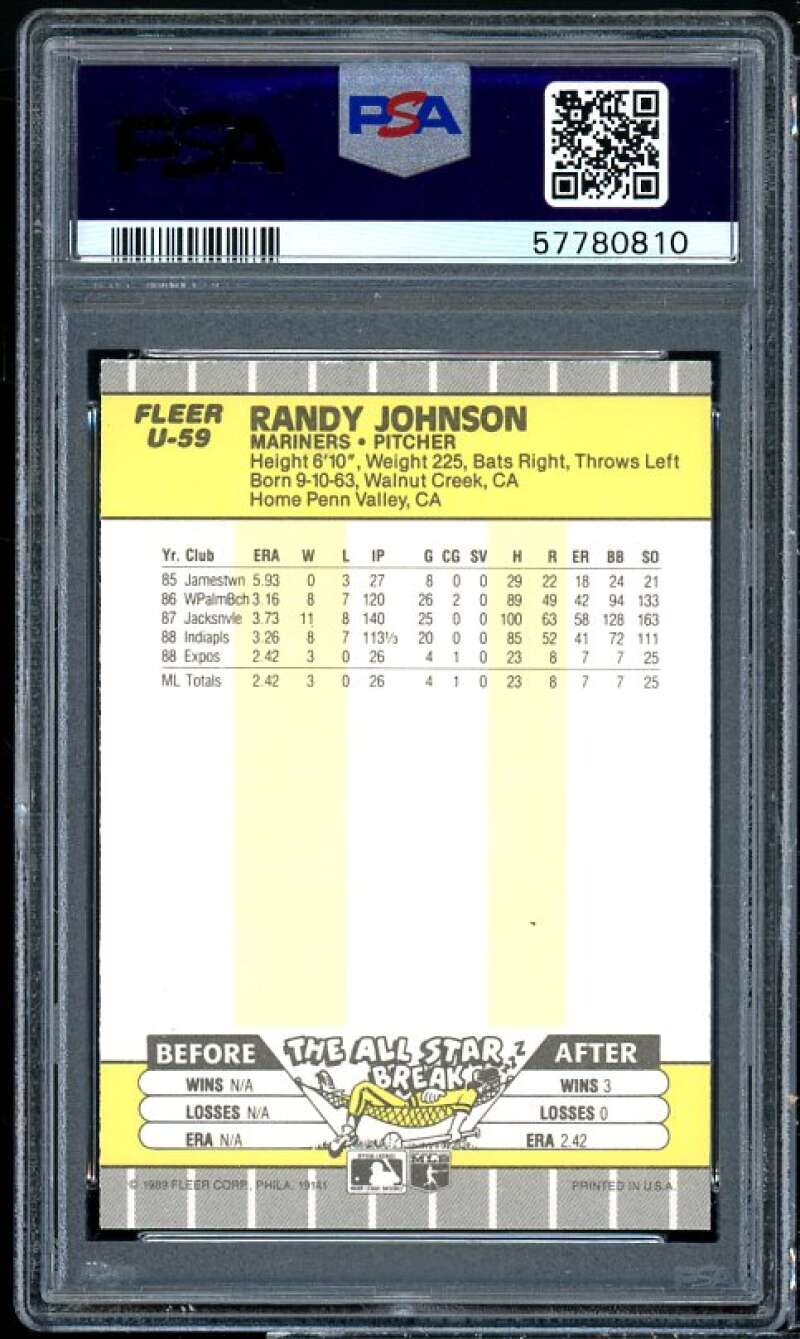 Randy Johnson Rookie Card 1989 Fleer Update #U-59 PSA 7 Image 2