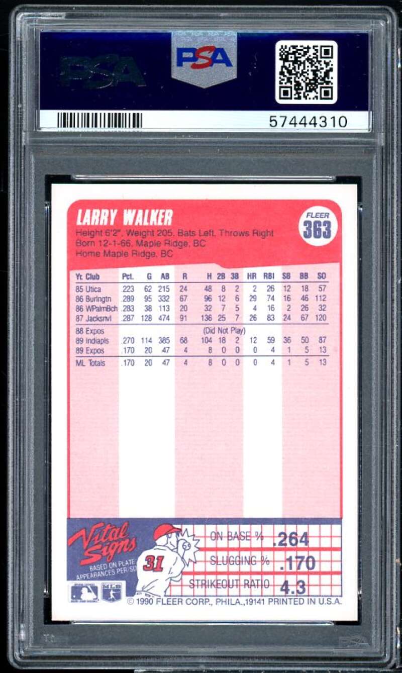 1990 Larry Walker Fleer Baseball Card #363