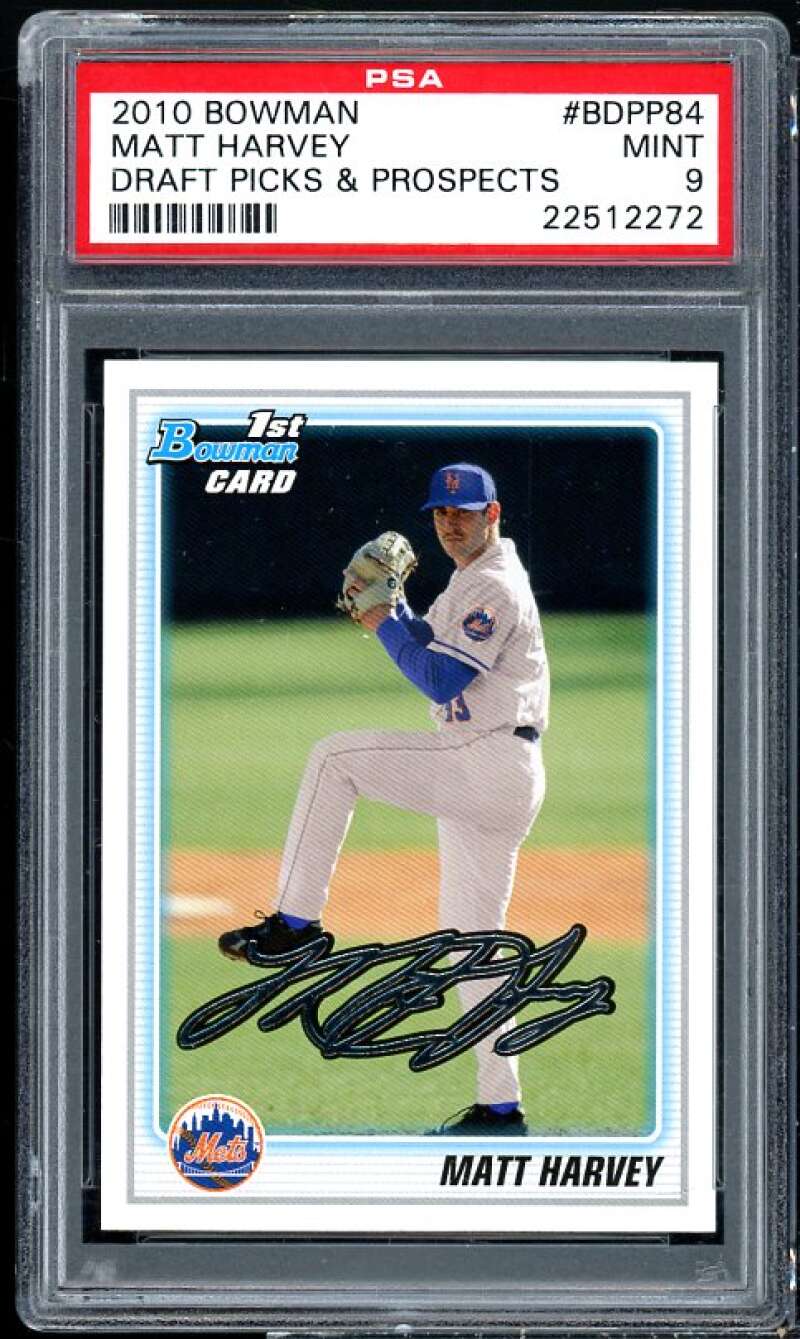 Matt Harvey Rookie Card 2010 Bowman Draft Pics n Prospects #BDPP84 PSA 9 Image 1