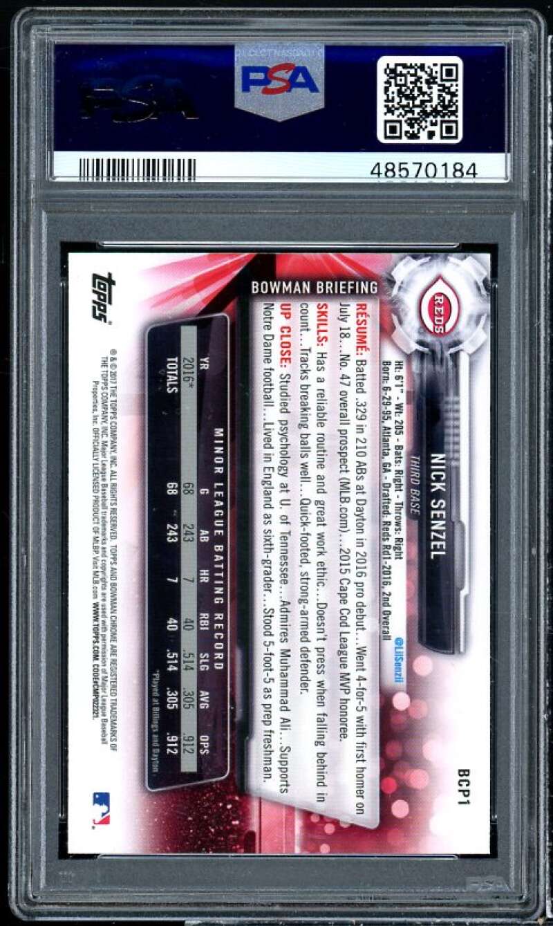 Nick Senzel Rookie Card 2017 Bowman Chrome Prospects #BCP1 PSA 9 Image 2