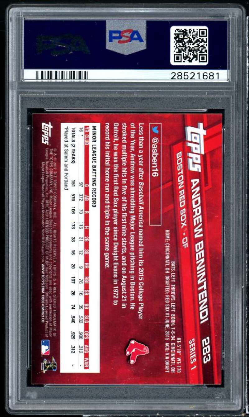 Andrew Benintendi Rookie Card 2017 Topps #283 PSA 9 Image 2