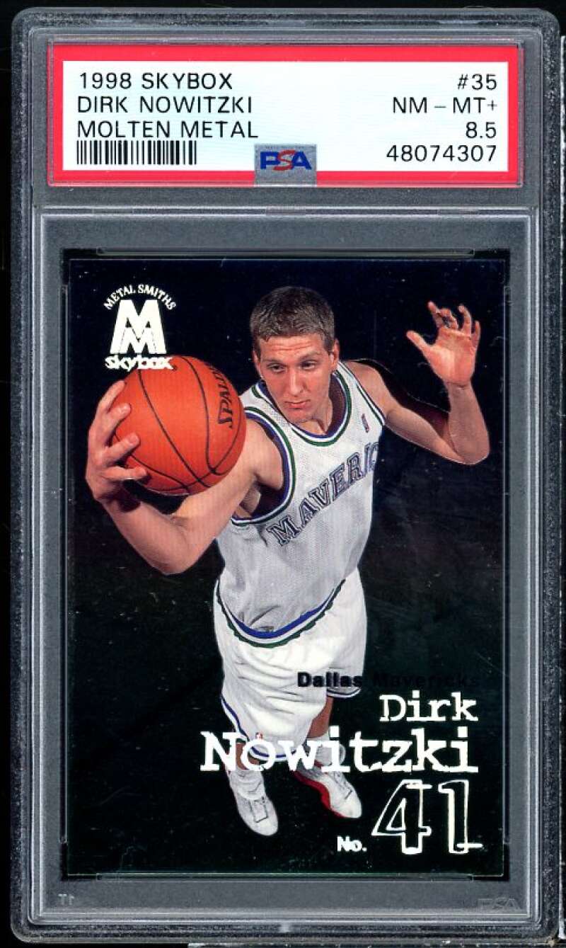 Dirk Nowitzki Rookie Card 1998-99 SkyBox Molten Metal #35 PSA 8.5 Image 1