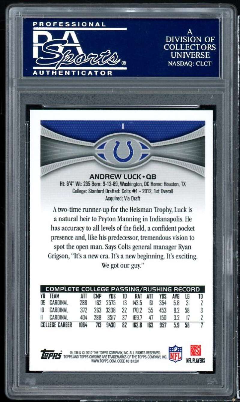 Andrew Luck Rookie Card 2012 Topps Chrome #1 PSA 9 Image 2