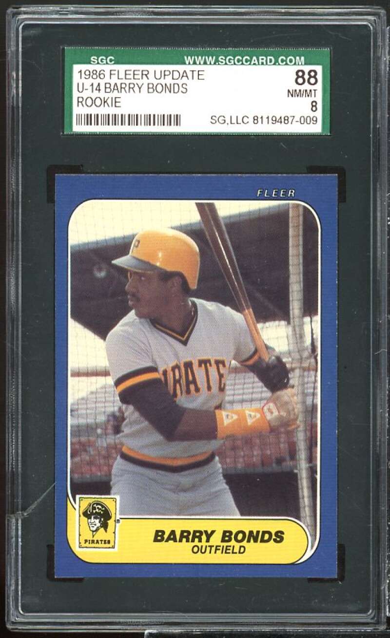 Barry Bonds Rookie Card 1986 Fleer Update #U-14 SGC 8 Image 1