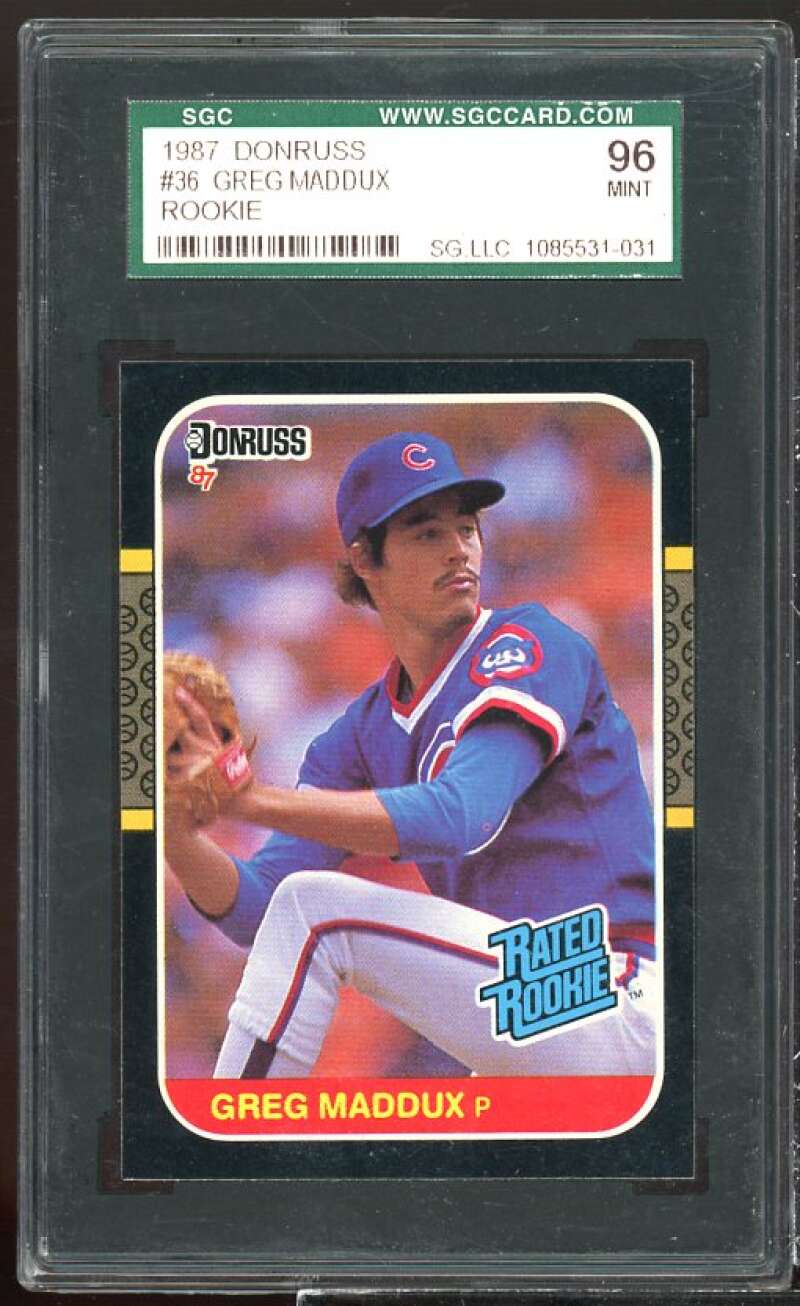 Greg Maddux Rookie Card 1987 Donruss #36 SGC 96 Image 1