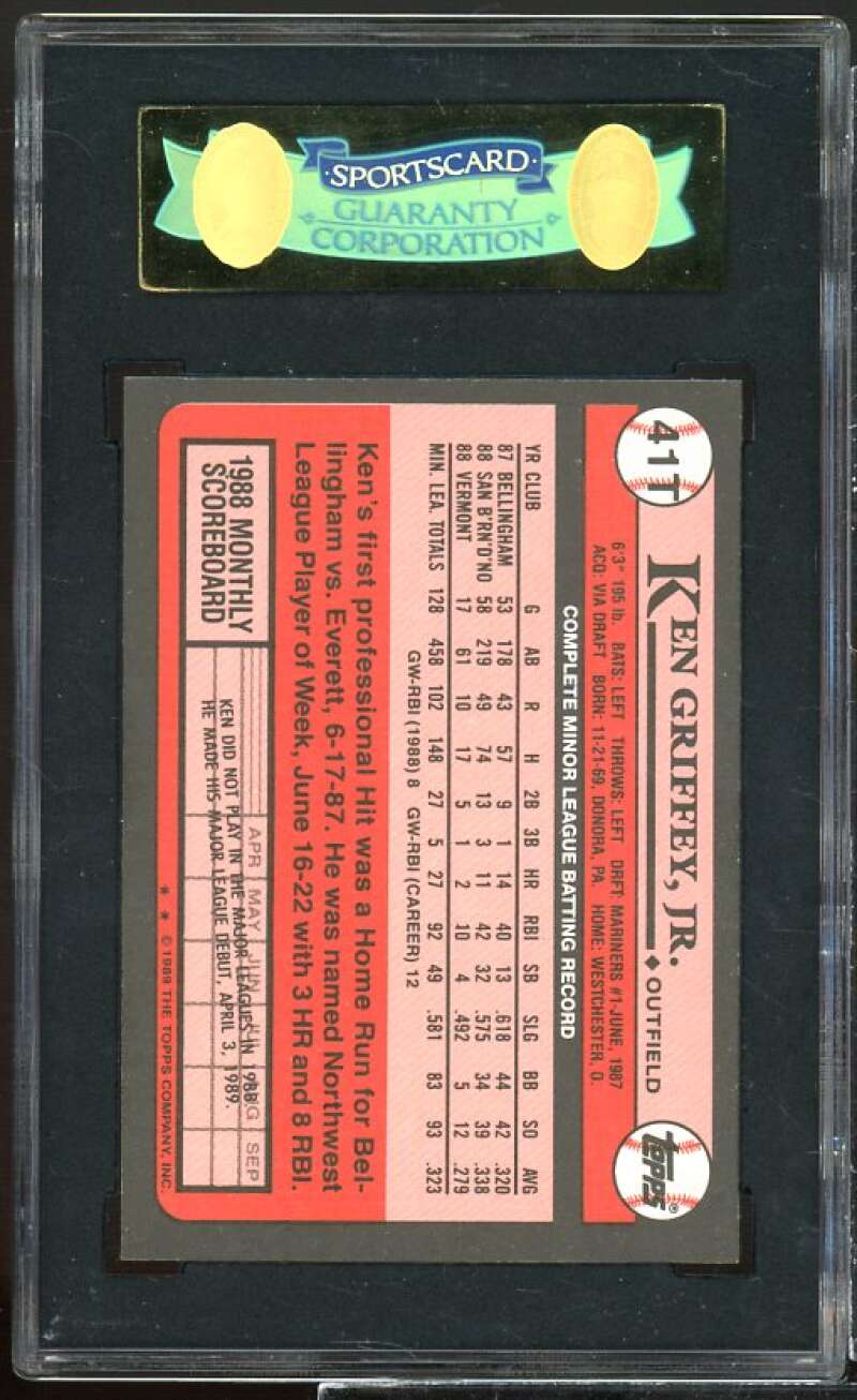 Ken Griffey Jr. Rookie Card 1989 Topps Traded #41T SGC 96 Image 2