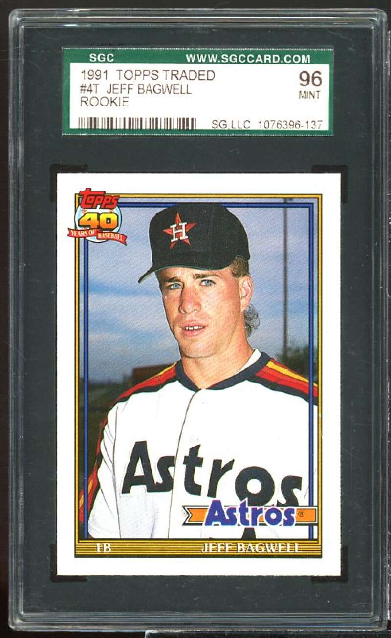 Jeff Bagwell Rookie Card 1991 Topps Traded #4T SGC 96 –