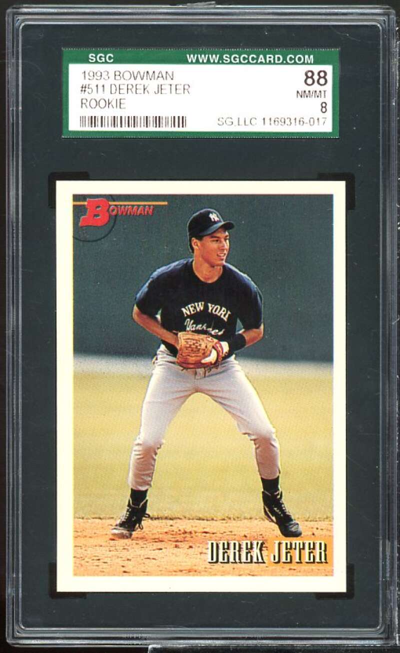 Derek Jeter Rookie Card 1993 Bowman #511 SGC 8 Image 1