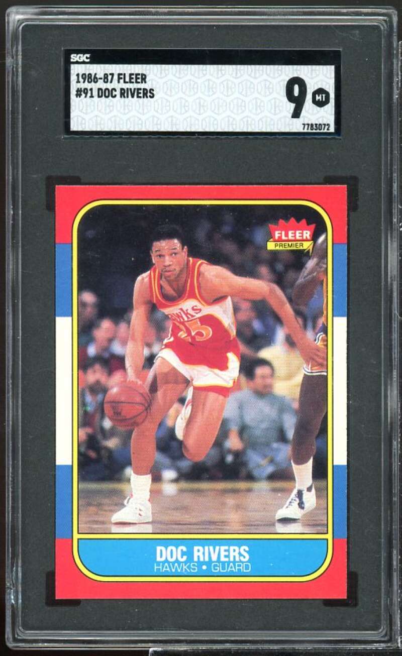 Doc Rivers Rookie Card 1986-87 Fleer #91 SGC 9 Image 1