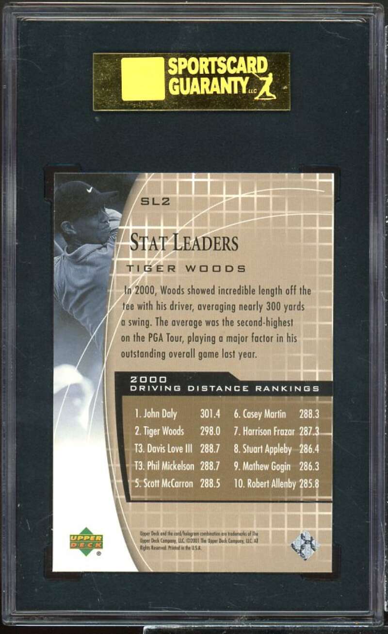 Tiger Woods Rookie Card 2001 Upper Deck Stat Leaders #SL2 SGC 10 Image 2