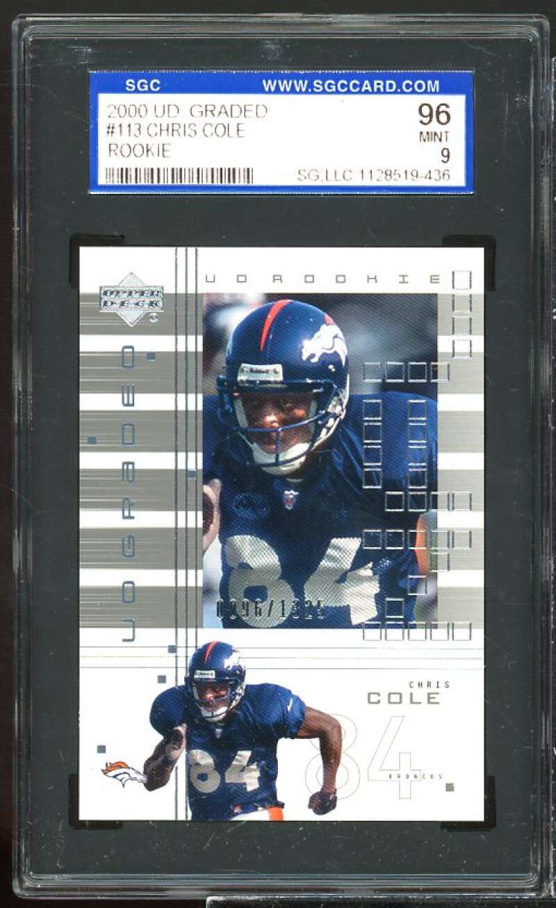 Chris Cole Rookie Card 2000 UD Graded #113 SGC 9 Image 1