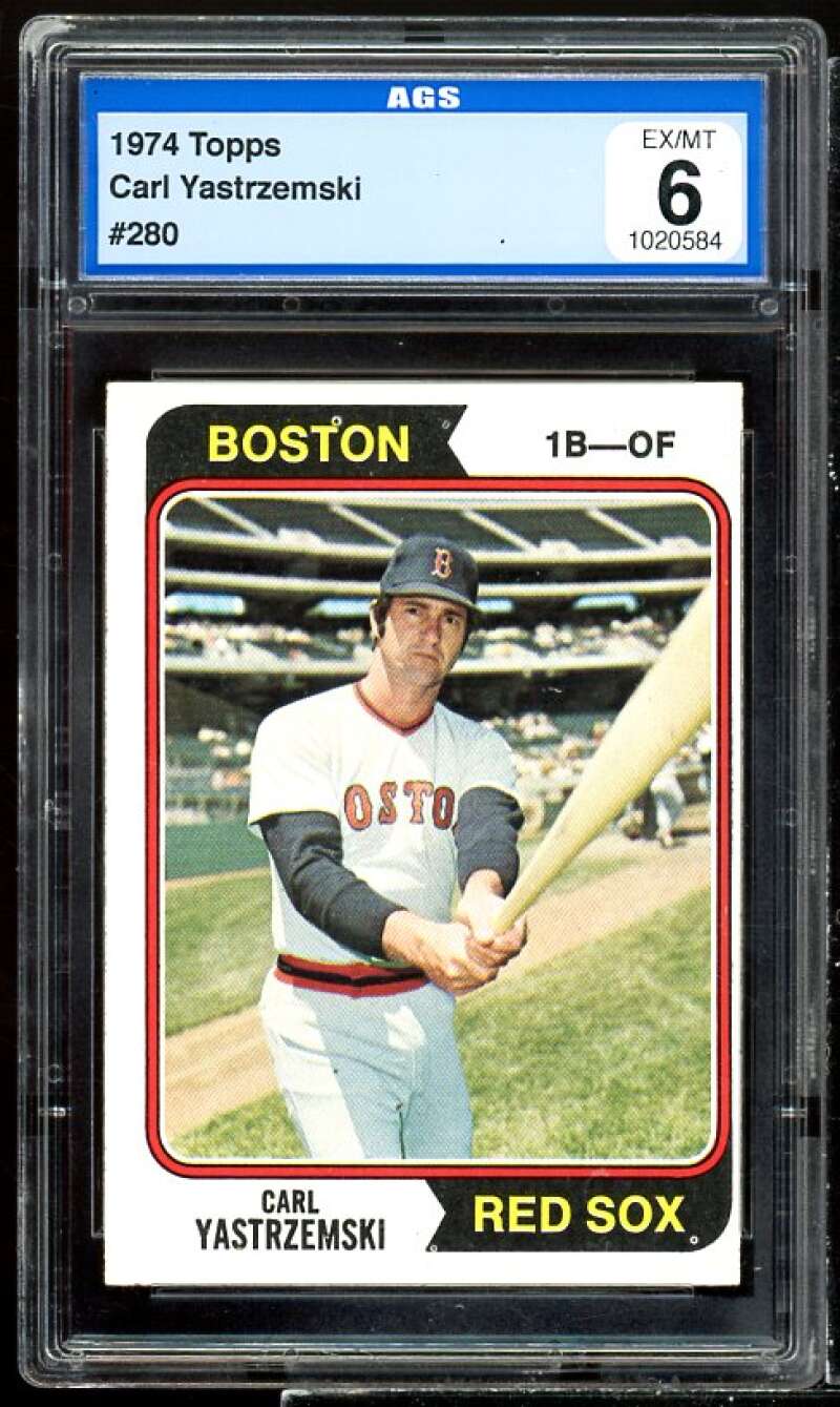 Carl Yastrzemski Card 1974 Topps #280 AGS 6 EX/MT Image 1