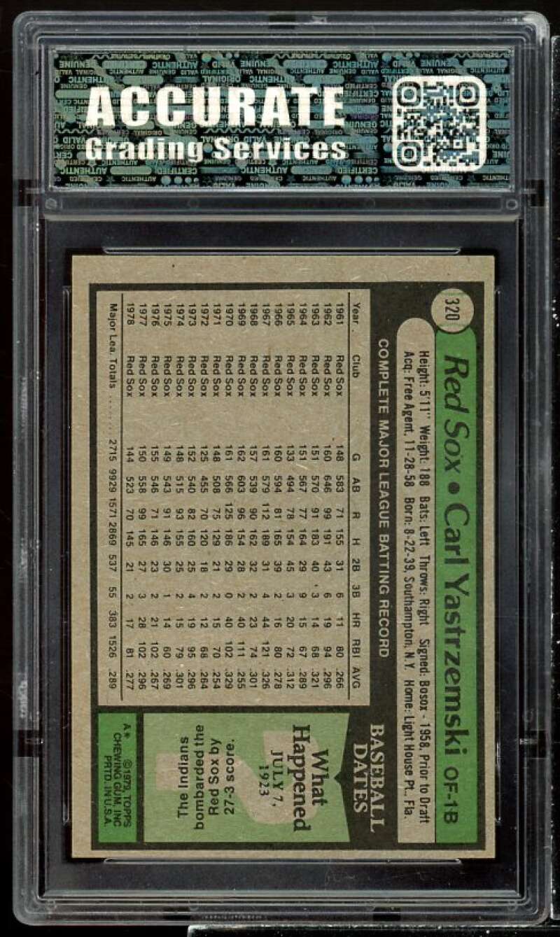 Carl Yastrzemski Card 1979 Topps #320 AGS 8 NM/MT Image 2