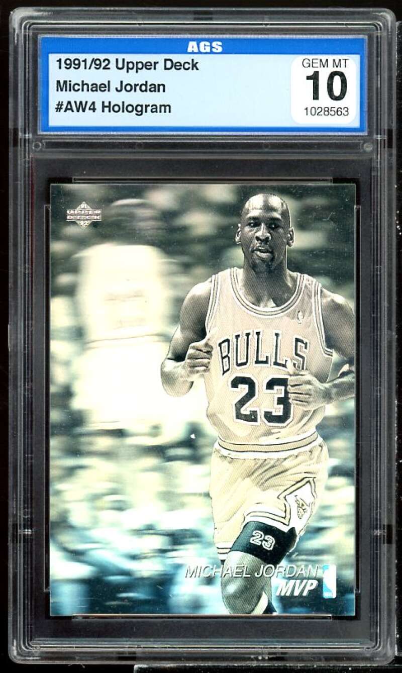 Michael Jordan Card 1991-92 Upper Deck Award Winner Holograms #AW4 AGS 10 GEM MT Image 1