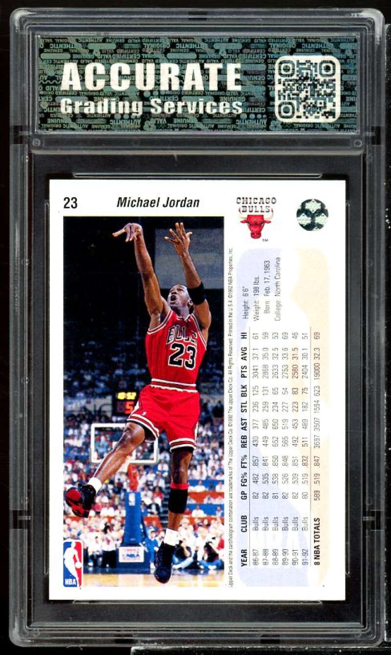 Michael Jordan Card 1992-93 Upper Deck #23 AGS 10 GEM MT Image 2