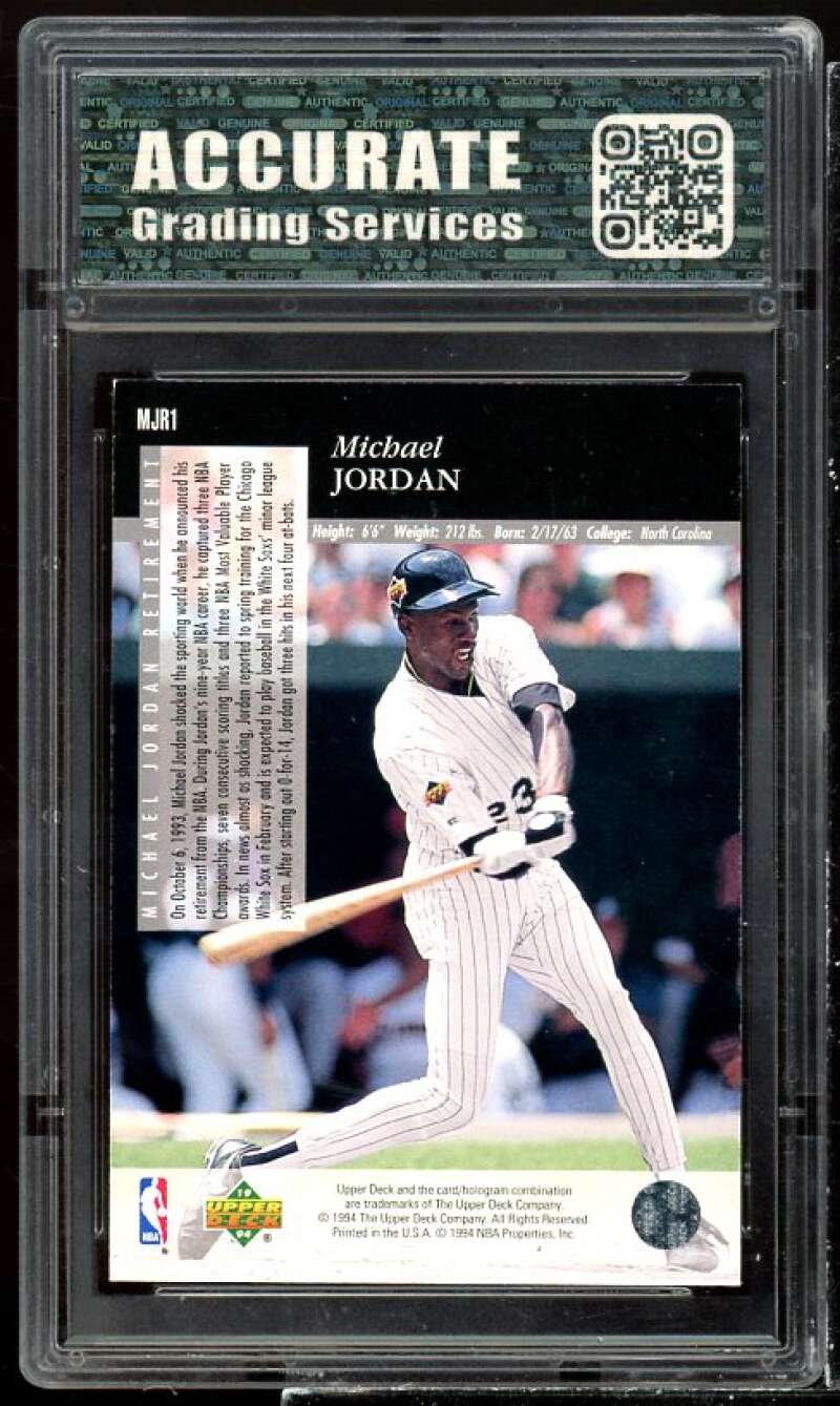 Michael Jordan 1993-94 Upper Deck SE Retirement SP #MJR1 AGS 8 NM/MT Image 2