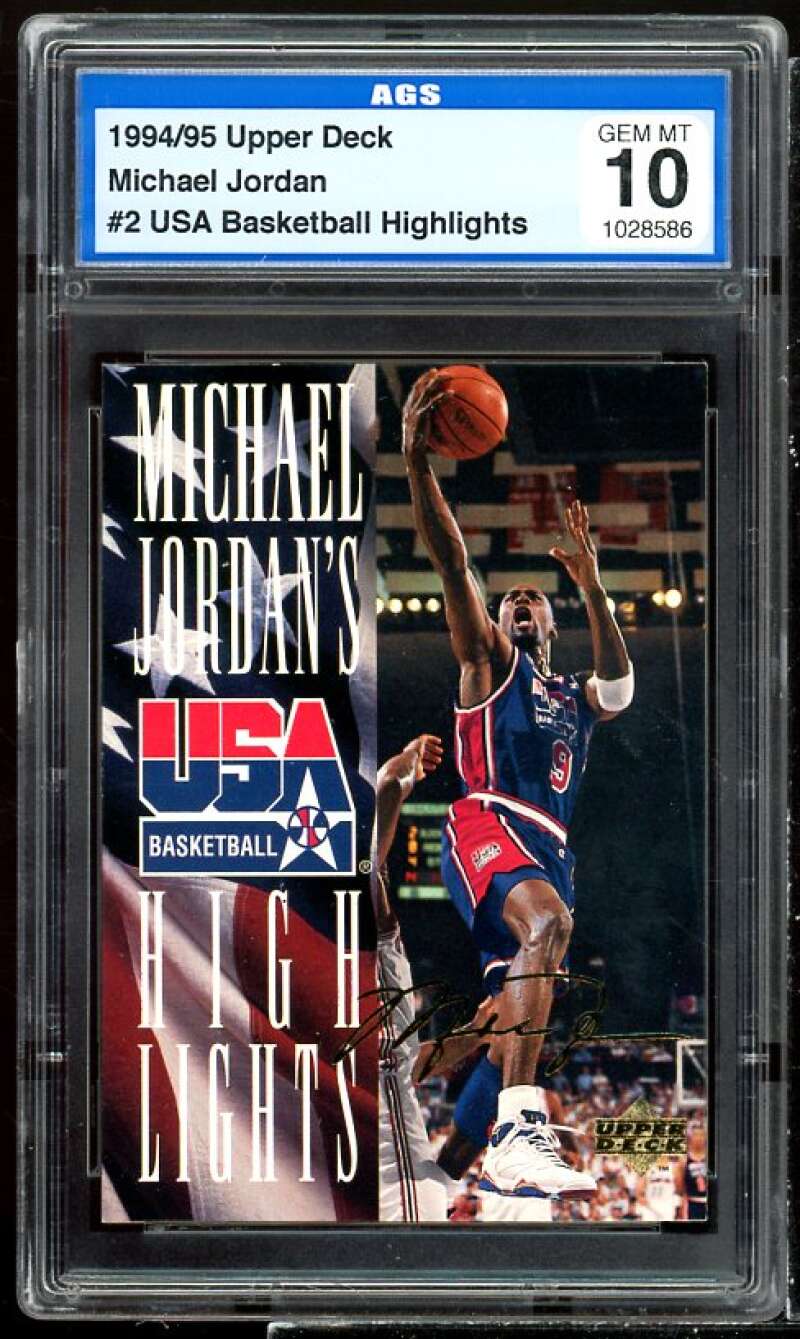 Michael Jordan Card 1994-95 Upper Deck #2 USA Basketball Highlights AGS 10 GEM Image 1