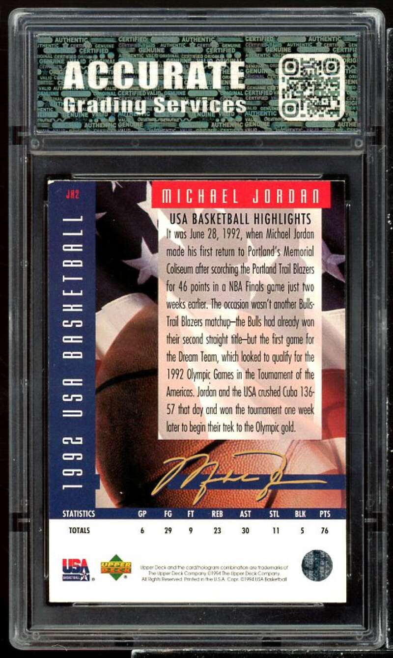 Michael Jordan Card 1994-95 Upper Deck #2 USA Basketball Highlights AGS 10 GEM Image 2