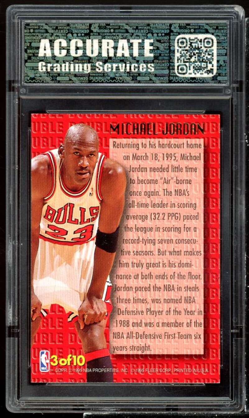 Michael Jordan Card 1995-96 Fleer Ultra Double Trouble #3 AGS 9 MINT Image 2