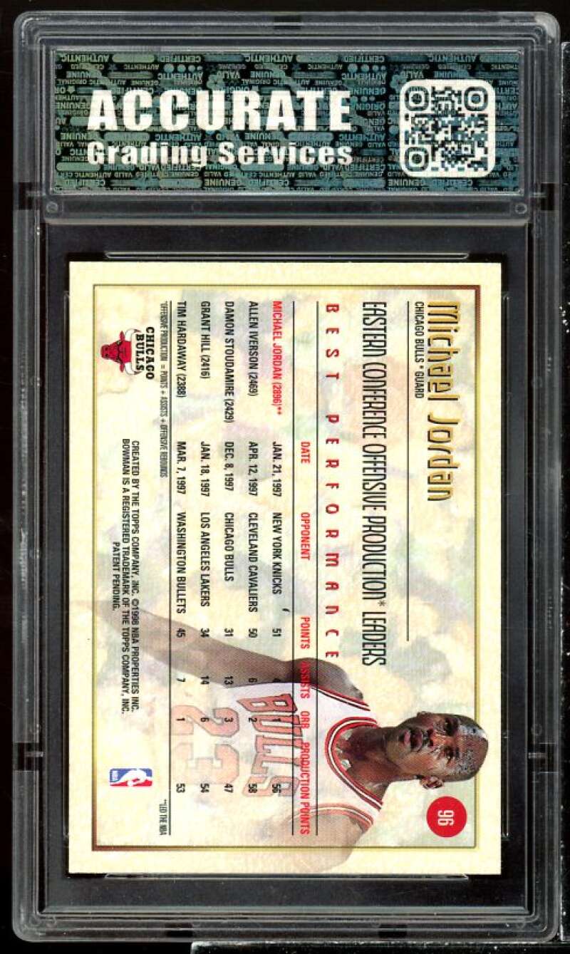 Michael Jordan Card 1998-99 Bowman's Best Best Performance #96 AGS 9 MINT Image 2