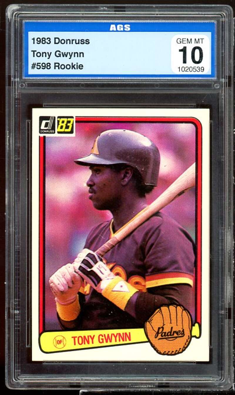 Tony Gwynn Rookie Card 1983 Donruss #598 AGS 10 MINT Image 1